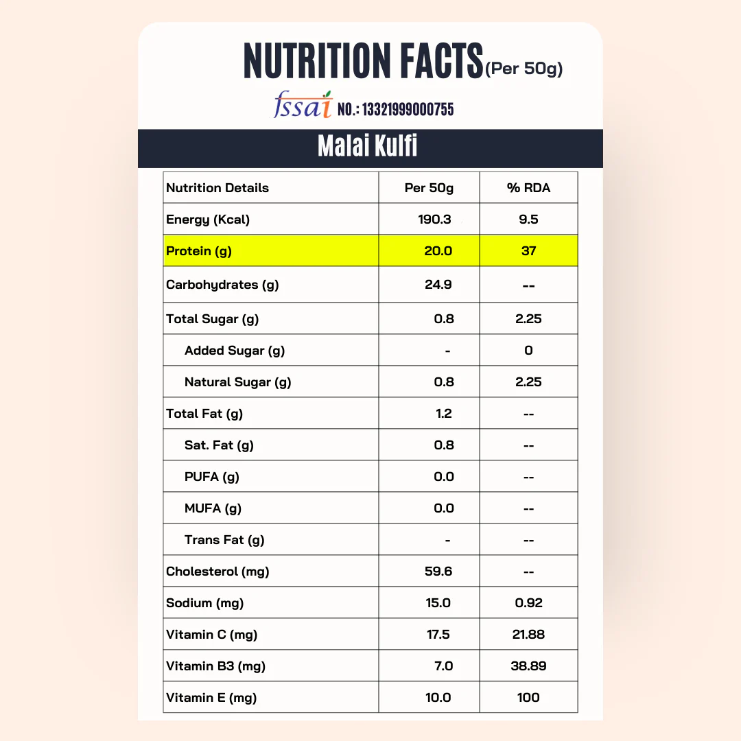 7x Malai Kulfi Sachets (50g) + 1 White Choco PB (400g)+ Nutty Brownies (FREE!) - Image 4